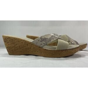 Slip-On Snake-Print Cork Wedge Sandals Sz 7 Made In Italy - Marcia Vellutini
